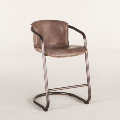 Picture of ANNECY JET BROWN LEATHER COUNTER HEIGHT CHAIR