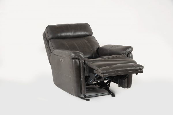 Stampede Charcoal Leather Power Recliner by Simon Li - Texas Furniture Hut