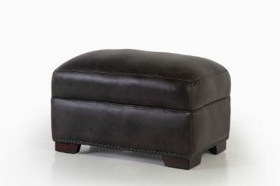 Picture of LUXE COAL LEATHER OTTOMAN