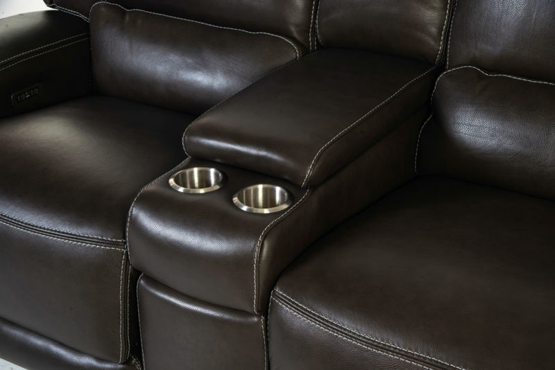 Picture of FERRARA SMOKE ALL LEATHER POWER RECLINING LOVESEAT