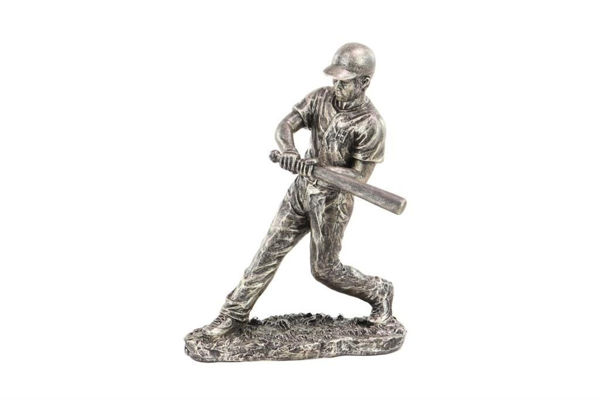 Picture of SILVER POLYSTONE BASEBALL PLAYER