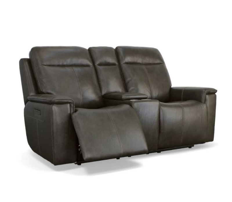 Picture of ODELL GREY LEATHER POWER RECLINING LOVESEAT